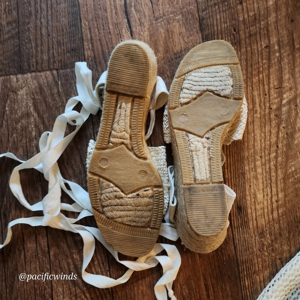 NINA ESPADRILLE SNAKE BRAID JUTE WEDGES!  NATURAL   ECRU